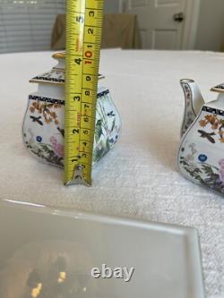 FRANKLIN MINT BIRDS FLOWERS Of The ORIENT Tea Pot Set CREAMER & SUGAR Tray