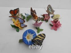 FRANKLIN MINT Butterflies Of The World 7 lot flowers porcelain Monarch