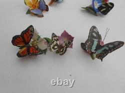 FRANKLIN MINT Butterflies Of The World 7 lot flowers porcelain Monarch