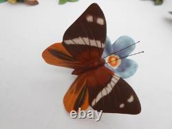 FRANKLIN MINT Butterflies Of The World 7 lot flowers porcelain Monarch