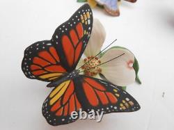 FRANKLIN MINT Butterflies Of The World 7 lot flowers porcelain Monarch
