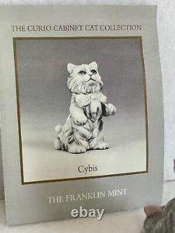 FRANKLIN MINT CURIO CABINET CAT COLLECTION CYBIS GRAY LONG HAIR withPINK BOW