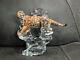 FRANKLIN MINT Cats of the World Porcelain LEOPARD Figurine on Crystal Base