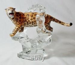 FRANKLIN MINT Cats of the World Porcelain LEOPARD Figurine on Crystal Base MINT