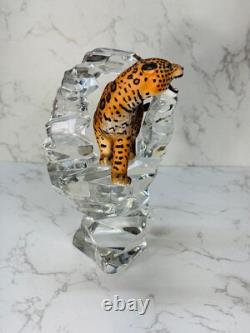 FRANKLIN MINT Cats of the World Porcelain LEOPARD Figurine on Crystal Base Rare