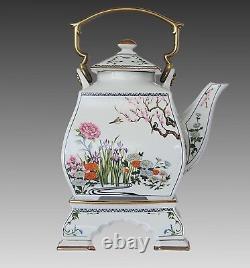 FRANKLIN MINT FP The Birds & Flowers Of The Orient Teapot With Stand 1986