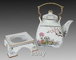 FRANKLIN MINT FP The Birds & Flowers Of The Orient Teapot With Stand 1986