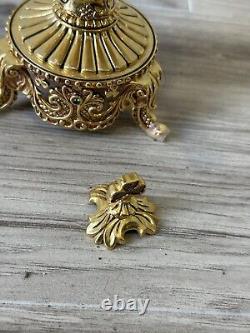 FRANKLIN MINT Faberge EMERALD ISLE Porcelain Egg Footed Irish Cross Gold Plated