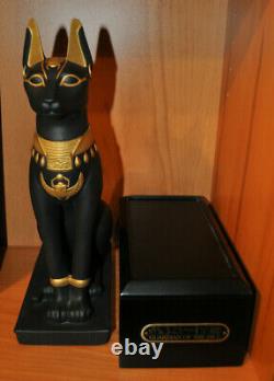 FRANKLIN MINT Guardian of the Nile Sculpture Egyptian Cat Porcelain Gold Plated