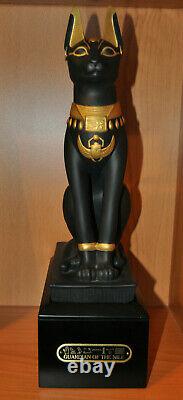 FRANKLIN MINT Guardian of the Nile Sculpture Egyptian Cat Porcelain Gold Plated