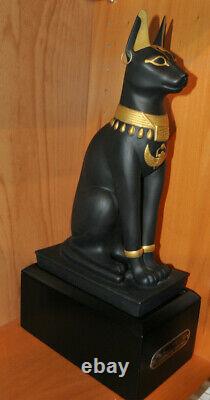 FRANKLIN MINT Guardian of the Nile Sculpture Egyptian Cat Porcelain Gold Plated