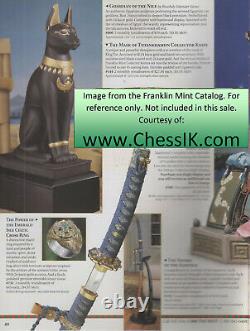 FRANKLIN MINT Guardian of the Nile Sculpture Egyptian Cat Porcelain Gold Plated