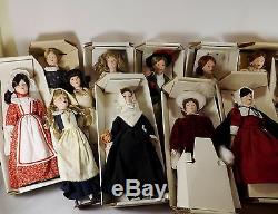 FRANKLIN MINT- MAIDS OF THE 13 COLONIES ALL 13 PORCELAIN DOLLS WithBOX HANDPAINTED