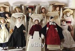 FRANKLIN MINT- MAIDS OF THE 13 COLONIES ALL 13 PORCELAIN DOLLS WithBOX HANDPAINTED