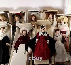 FRANKLIN MINT- MAIDS OF THE 13 COLONIES ALL 13 PORCELAIN DOLLS WithBOX HANDPAINTED