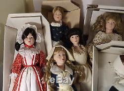 FRANKLIN MINT- MAIDS OF THE 13 COLONIES ALL 13 PORCELAIN DOLLS WithBOX HANDPAINTED