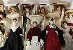 FRANKLIN MINT- MAIDS OF THE 13 COLONIES ALL 13 PORCELAIN DOLLS WithBOX HANDPAINTED