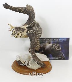 FRANKLIN MINT THE HAWK OWL PORCELAIN FIGURINE George McMonigle