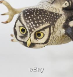 FRANKLIN MINT THE HAWK OWL PORCELAIN FIGURINE George McMonigle