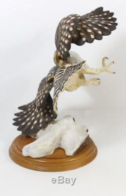 FRANKLIN MINT THE HAWK OWL PORCELAIN FIGURINE George McMonigle