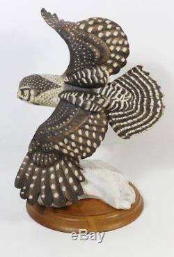 FRANKLIN MINT THE HAWK OWL PORCELAIN FIGURINE George McMonigle