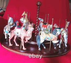 FRANKLIN MINT TREASURY OF CAROUSEL ART 1988 SET OF 12 ANIMALS Turntable Display