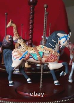FRANKLIN MINT TREASURY OF CAROUSEL ART 1988 SET OF 12 ANIMALS Turntable Display