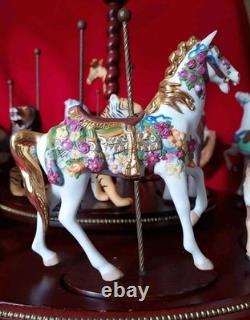 FRANKLIN MINT TREASURY OF CAROUSEL ART 1988 SET OF 12 ANIMALS Turntable Display