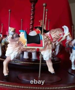FRANKLIN MINT TREASURY OF CAROUSEL ART 1988 SET OF 12 ANIMALS Turntable Display
