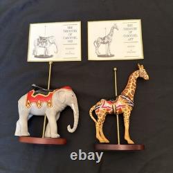 FRANKLIN MINT TREASURY OF CAROUSEL ART 1988 SET OF 12 ANIMALS Turntable Display