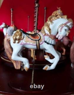 FRANKLIN MINT TREASURY OF CAROUSEL ART 1988 SET OF 12 ANIMALS Turntable Display