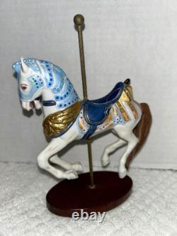 FRANKLIN MINT TREASURY OF CAROUSEL ART 1988 SET OF 12 ANIMALS Turntable Display