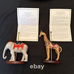 FRANKLIN MINT TREASURY OF CAROUSEL ART 1988 SET OF 12 ANIMALS Turntable Display