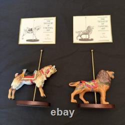 FRANKLIN MINT TREASURY OF CAROUSEL ART 1988 SET OF 12 ANIMALS Turntable Display