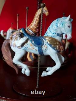 FRANKLIN MINT TREASURY OF CAROUSEL ART 1988 SET OF 12 ANIMALS Turntable Display