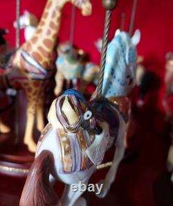FRANKLIN MINT TREASURY OF CAROUSEL ART 1988 SET OF 12 ANIMALS Turntable Display