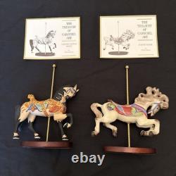 FRANKLIN MINT TREASURY OF CAROUSEL ART 1988 SET OF 12 ANIMALS Turntable Display