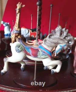 FRANKLIN MINT TREASURY OF CAROUSEL ART 1988 SET OF 12 ANIMALS Turntable Display