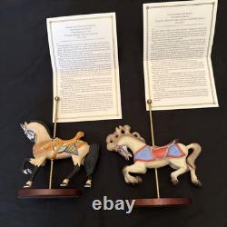 FRANKLIN MINT TREASURY OF CAROUSEL ART 1988 SET OF 12 ANIMALS Turntable Display