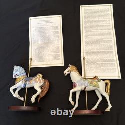 FRANKLIN MINT TREASURY OF CAROUSEL ART 1988 SET OF 12 ANIMALS Turntable Display