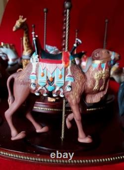 FRANKLIN MINT TREASURY OF CAROUSEL ART 1988 SET OF 12 ANIMALS Turntable Display