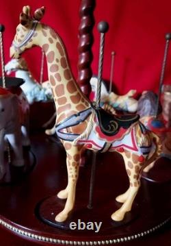 FRANKLIN MINT TREASURY OF CAROUSEL ART 1988 SET OF 12 ANIMALS Turntable Display
