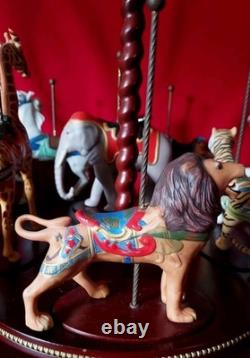 FRANKLIN MINT TREASURY OF CAROUSEL ART 1988 SET OF 12 ANIMALS Turntable Display