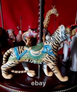 FRANKLIN MINT TREASURY OF CAROUSEL ART 1988 SET OF 12 ANIMALS Turntable Display