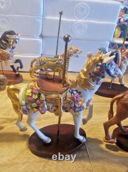 FRANKLIN MINT TREASURY OF CAROUSEL ART 1988 SET OF 9 ANIMALS With5-BOXES