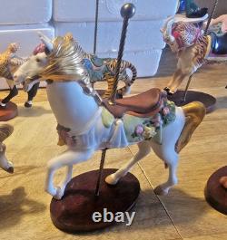 FRANKLIN MINT TREASURY OF CAROUSEL ART 1988 SET OF 9 ANIMALS With5-BOXES