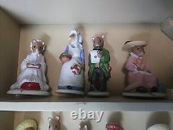 FRANKLIN MINT WOODMOUSE FAMILY 25 PORCELAIN MICE FIGURINES 1985 w Family Tree