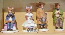 FRANKLIN MINT WOODMOUSE FAMILY 25 PORCELAIN MICE FIGURINES WithCOA AN DISPLAY