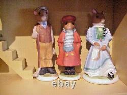 FRANKLIN MINT WOODMOUSE FAMILY 25 PORCELAIN MICE FIGURINES WithCOA AN DISPLAY