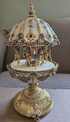 Faberge Imperial Mechanical Carousel Egg Music Box Franklin Mint Manual Works